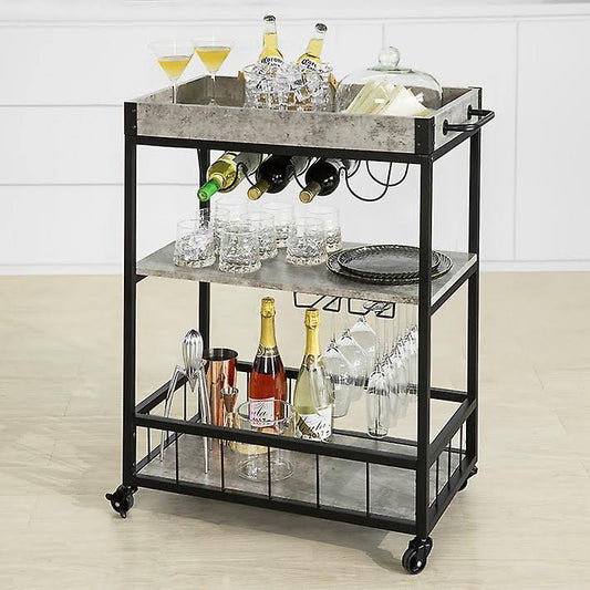 3 Tiers Kitchen Trolley Serving Cart With Wine Rack, Fkw56-Hg