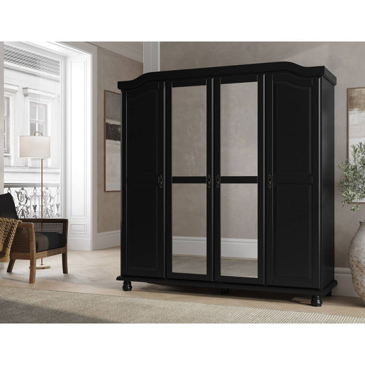 100% Solid Wood 2-Drawer Internal Chest For Kyle Wardrobe Armoires - Black