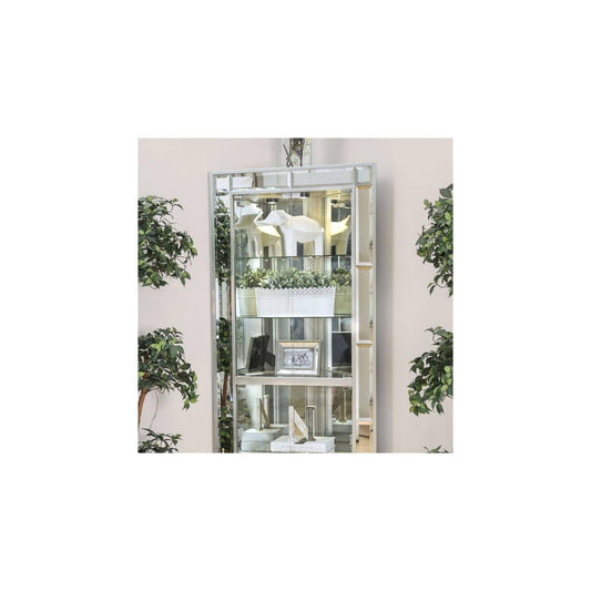 Wood And Glass Corner Curio Cabinet With Five Shelves, Silver