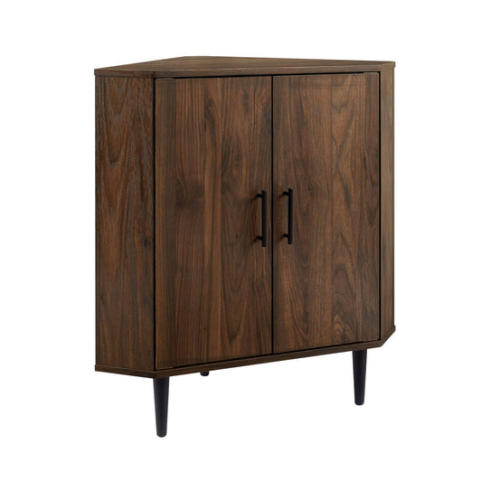 30 Contemporary 2-Door Corner Accent Cabinet - Dark Walnut