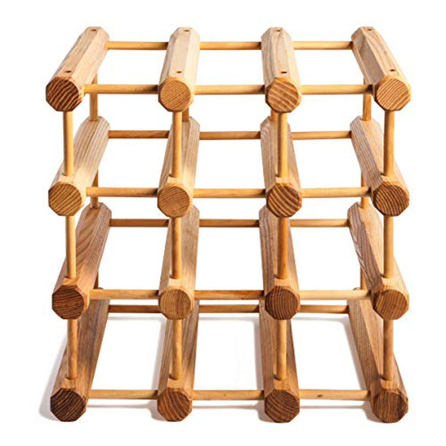 Wood Stackable Storage Holder Modular Wine Rack With Natural Pins, 12 Bottle, Maple