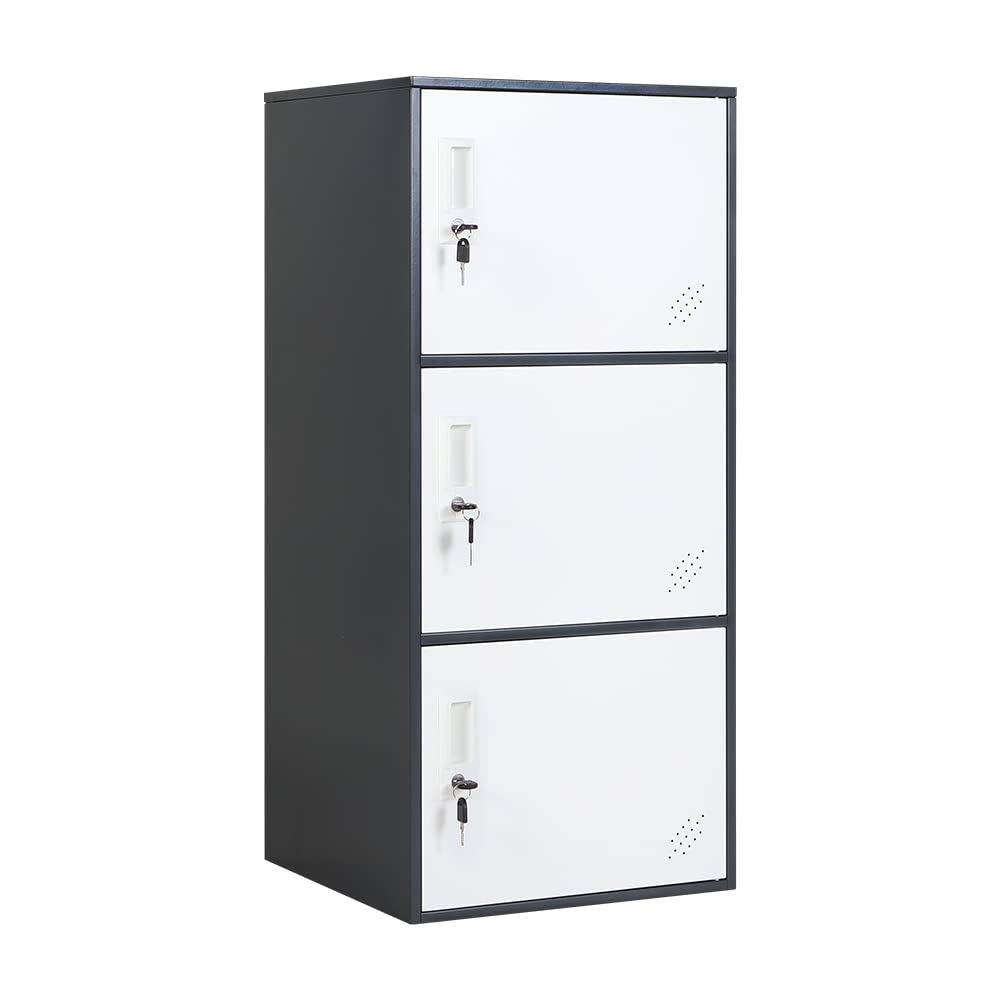 3 Door Vertical Stackable Storage Cabinet With Lock,Anti-Failing Device, Metal Lcoker,Organizer For Office, Home, Gym, School,Employee,Kids.