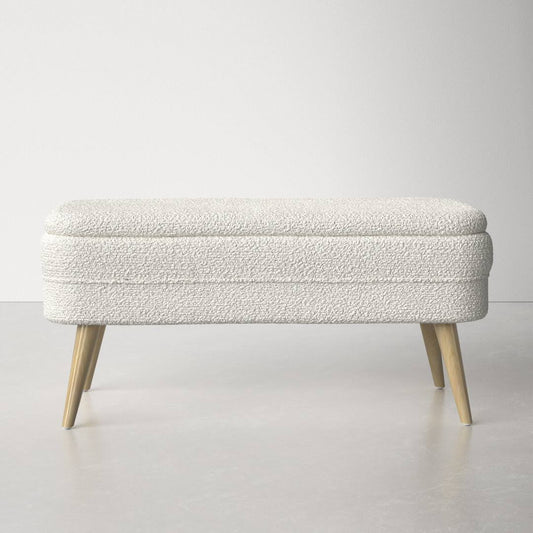 Wood Upholstered Storage Bench With Wood Legs 40 X 16 X 19  Color: White