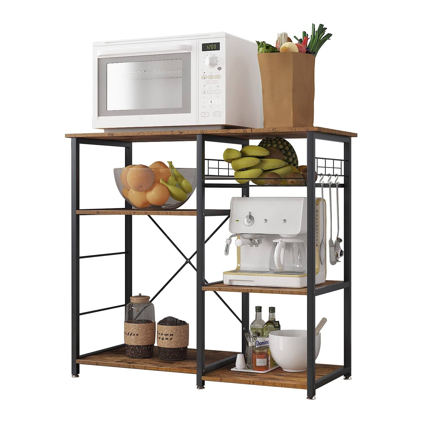 3-Tier Kitchen Bakers Rack Utility Microwave Oven Stand Storage Cart Workstation Shelf, W5s-B