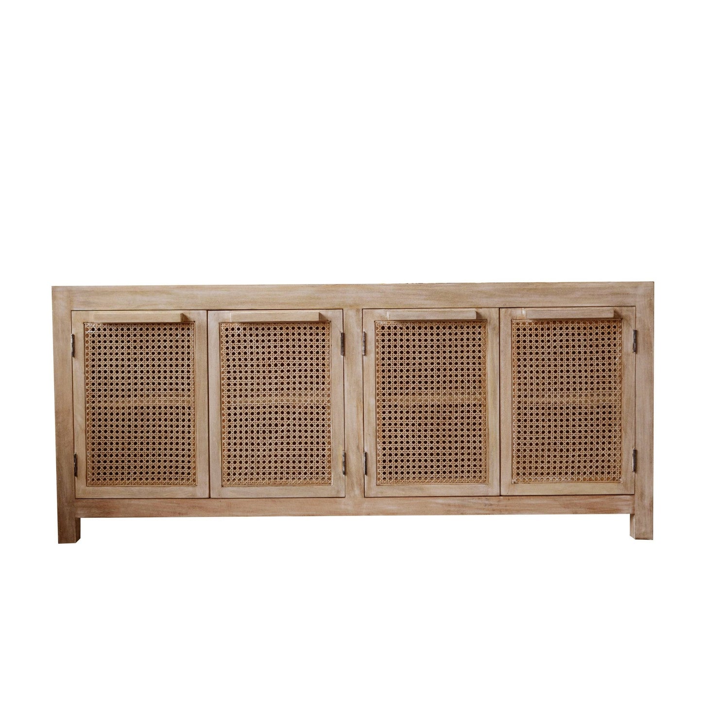 Wood Cabinet With 4 Cane Doors - Natural