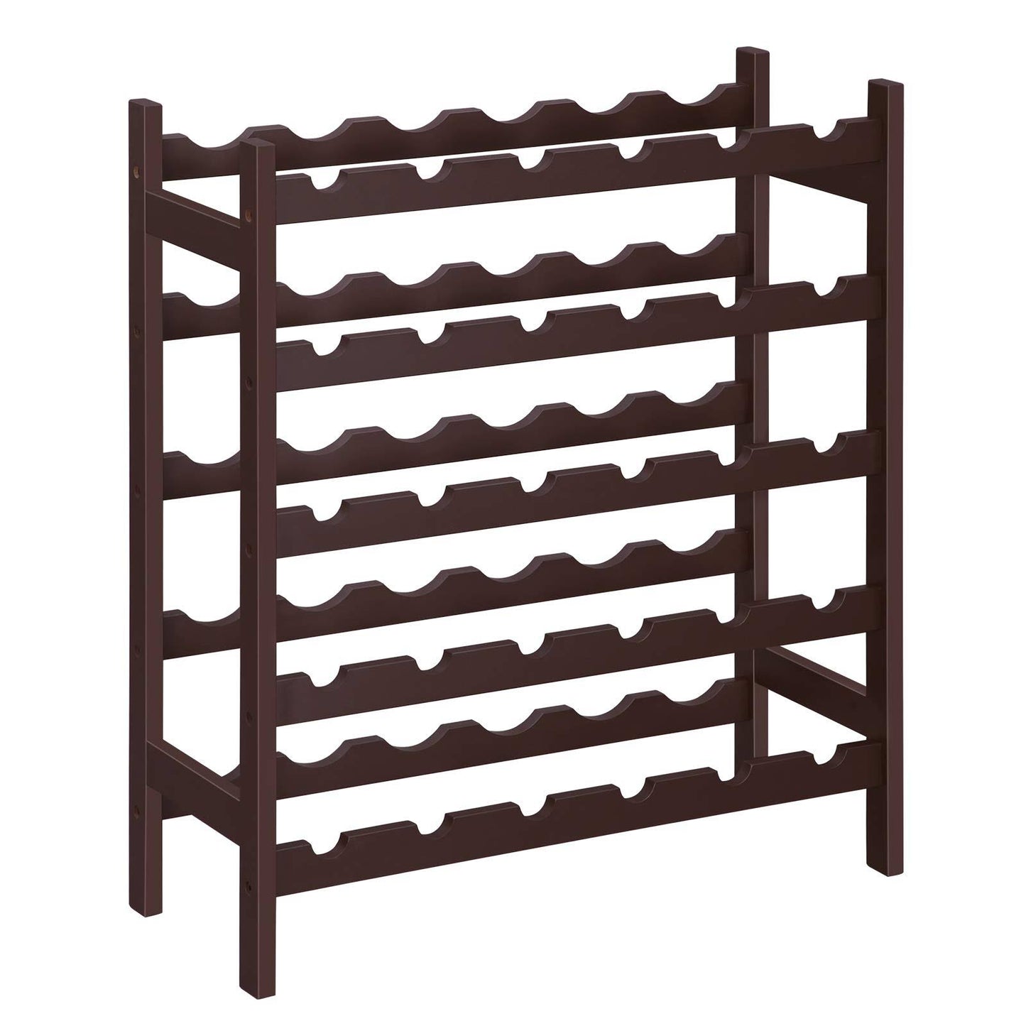 30-Bottle Wine Rack 5-Tier Freestanding Floor Bamboo Wine Holder Espresso, Brown