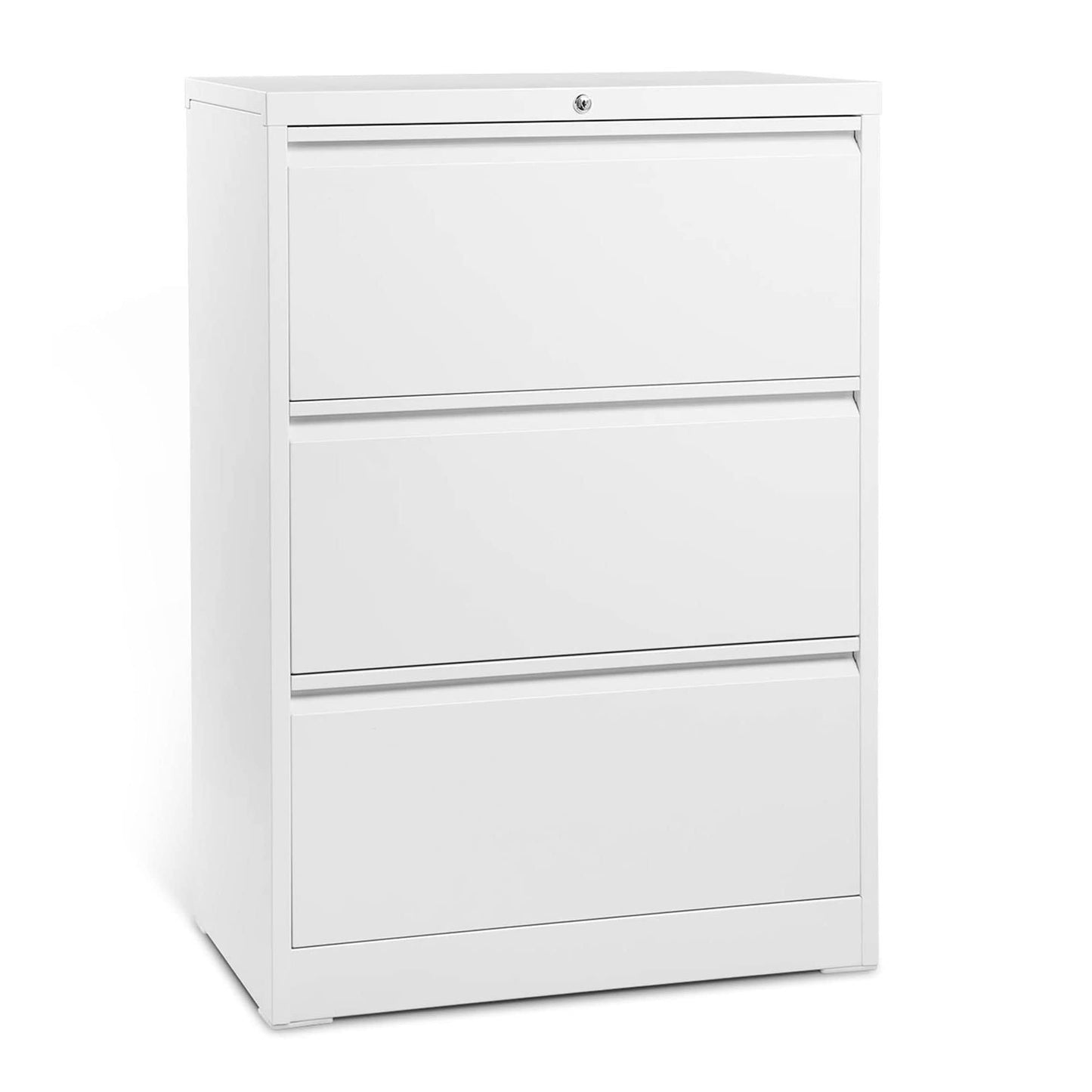 3 Drawer Lateral File Cabinet W/ Lock For Letter/Legal Size Paper, White