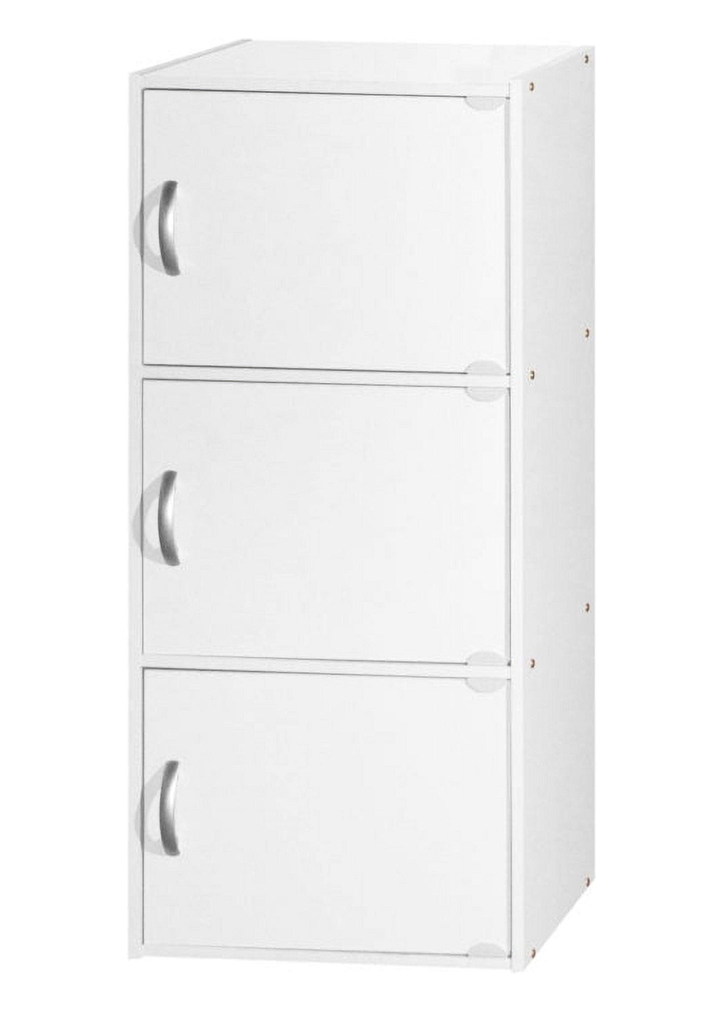 3-Shelf, 3-Door Bookcase In White