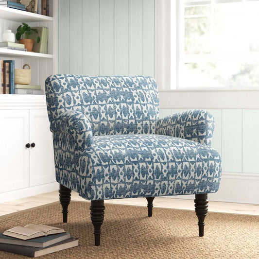 Upholstered Armchair Body Fabric: Blue Cotton