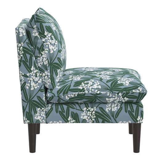 Upholstered Slipper Chair Fabric: Olive Velvet