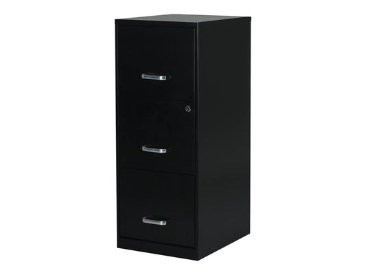 3-Drawer Vertical File Cabinet Locking Letter Black 18d (52151) 17438