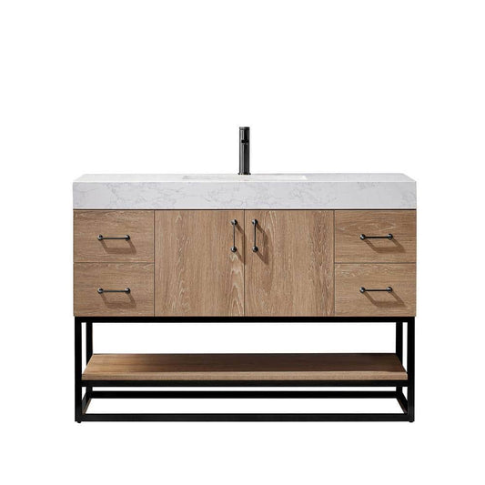 24 In. W X 22 In. D X 33.9 In. H Bath Vanity In Oak With White Stone Vanity Top With Basin No Side Cabinet