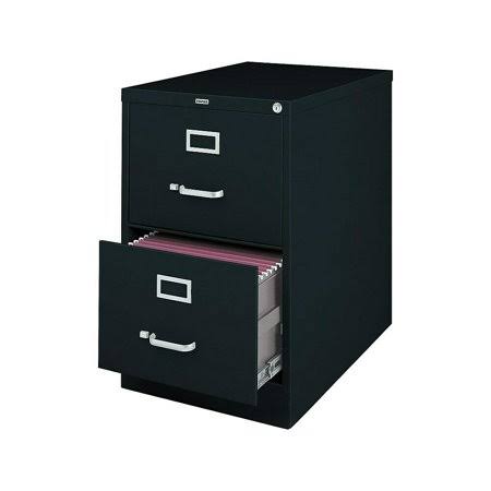 2 File Drawers Vertical File Cabinet Locking Black Legal 26.5d (13447d)