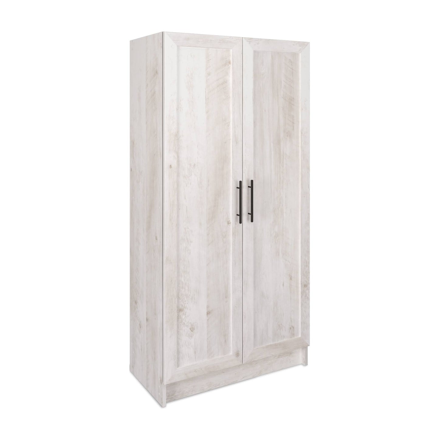 32 Inch Storage Cabinet With Shaker Doors, Washed White