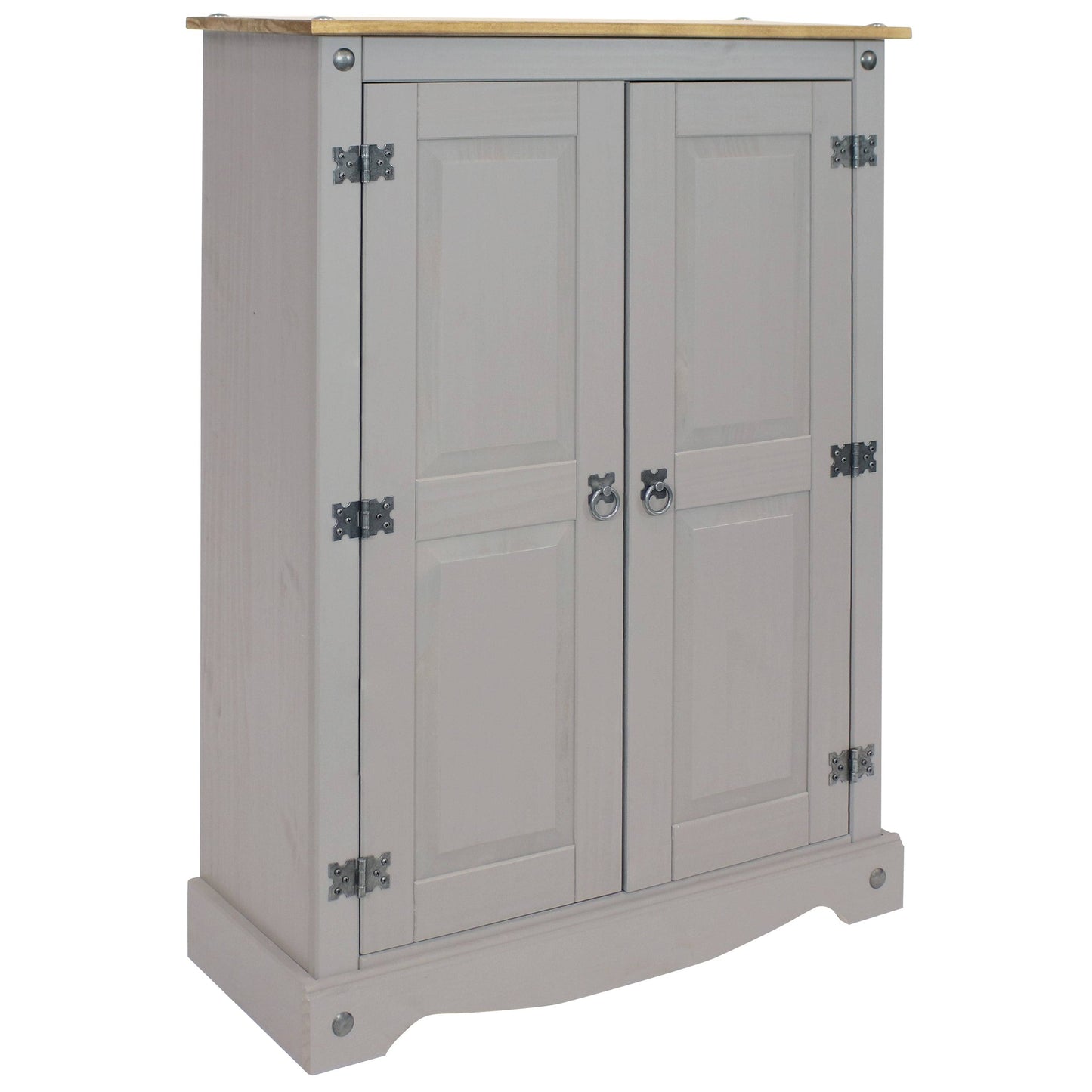 2-Door, 2-Shelf Accent Cupboard - Solid Pine - Gray - 43 H