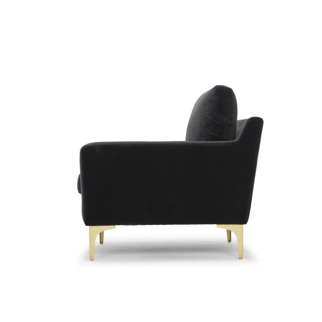 Upholstered Armchair  Fabric: Sapphire Beige Polyester Blend, Leg Color: Black Metal