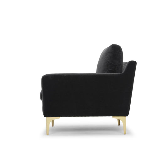 Upholstered Armchair  Fabric: Sapphire Rust Performance Velvet, Leg Color: Black Metal