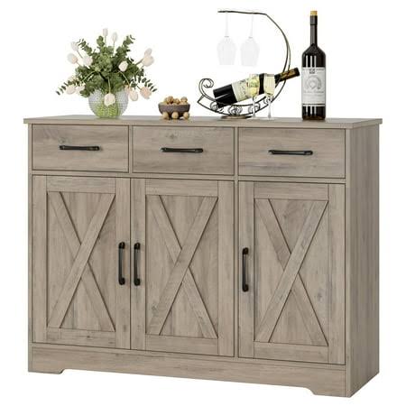 3 Drawers Farmhouse Buffet Sideboard Cabinet, 42.5w - Wash Gray