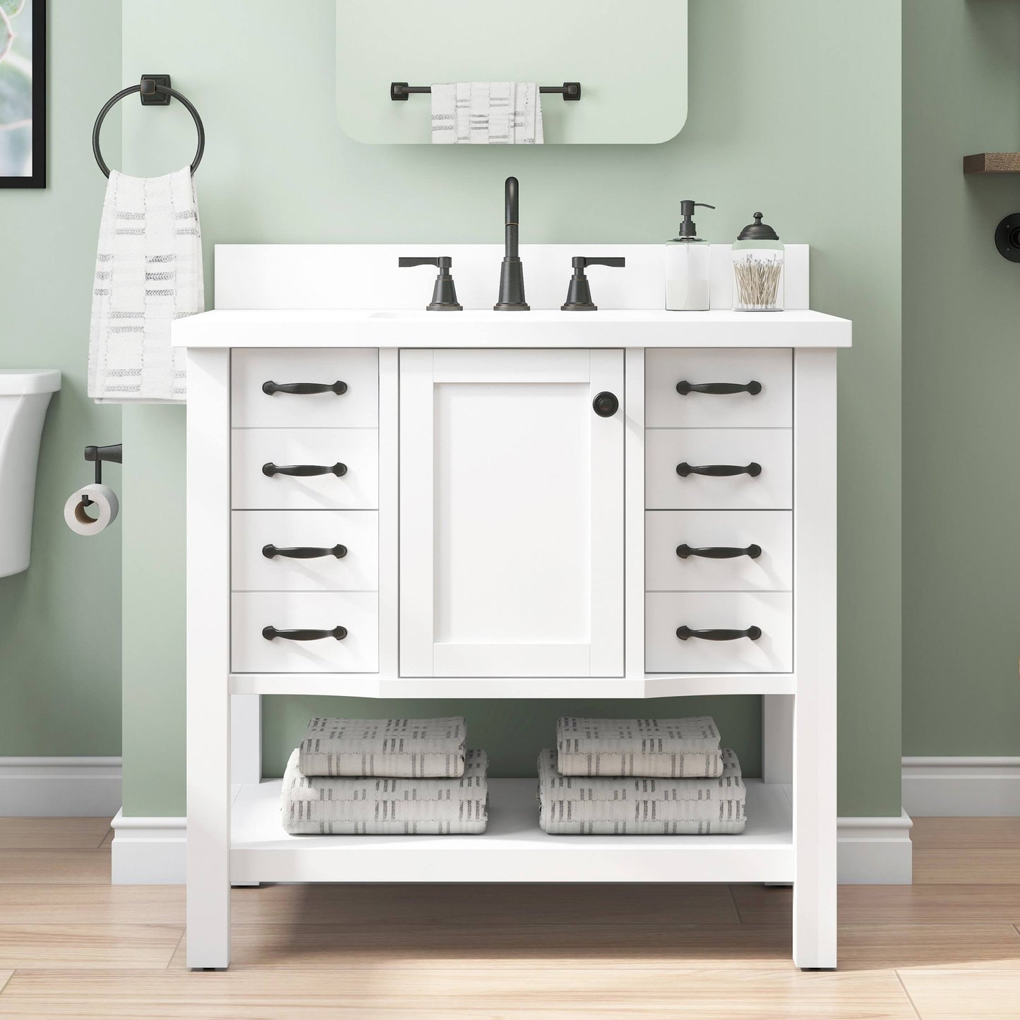 + Roth Kingscote 36-In White Undermount Single Sink Bathroom Vanity With White Engineered Stone Top | Wsl36rvsw