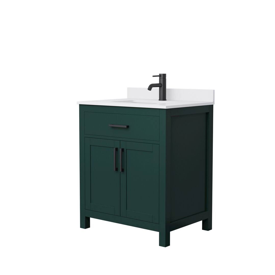 24 Single Bathroom Vanity Set  Collection Hardware Finish: Gold, Base Finish: Dark Gray, Top Finish: White Cultured Marble